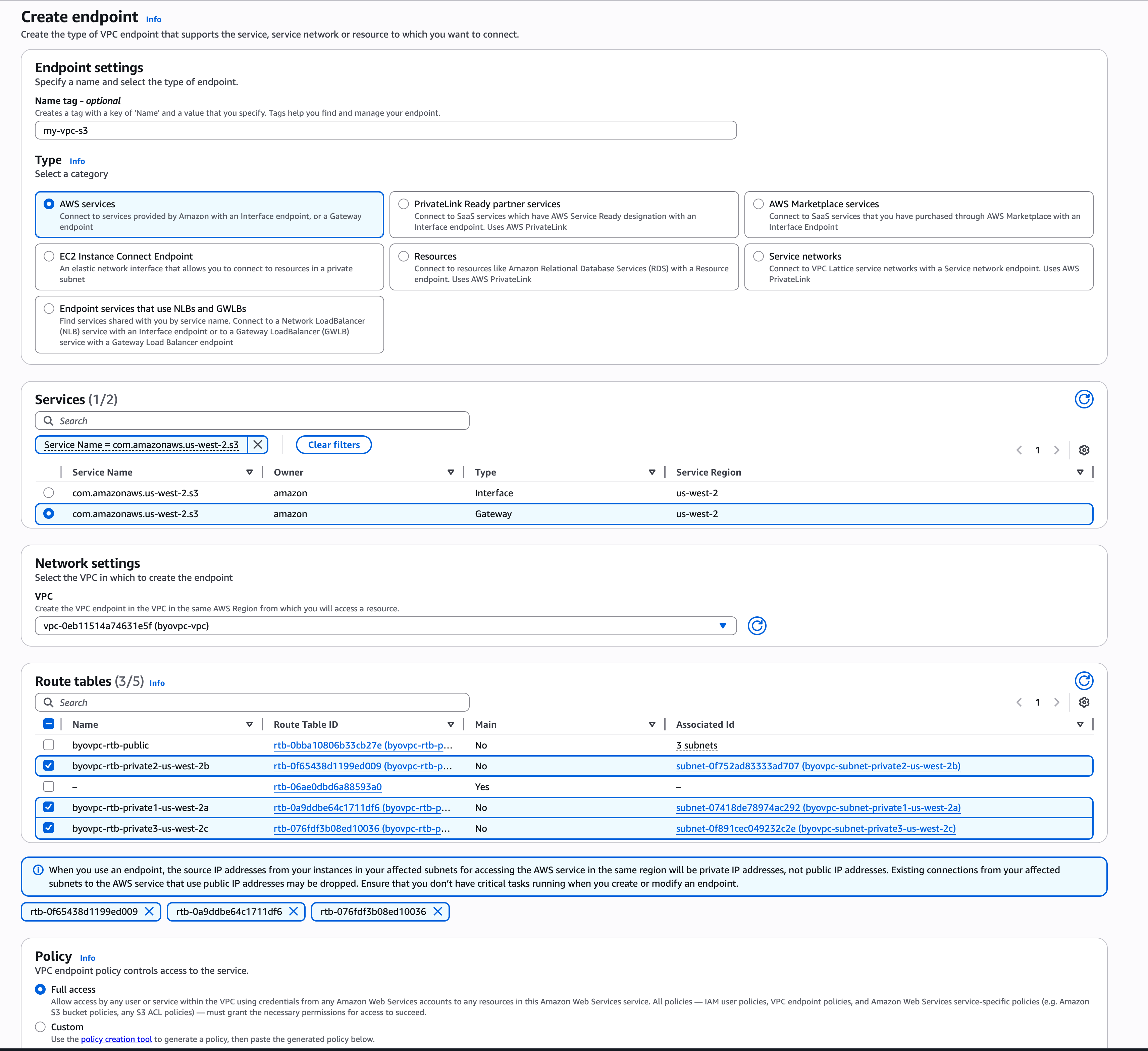 Endpoint S3 для BYOC